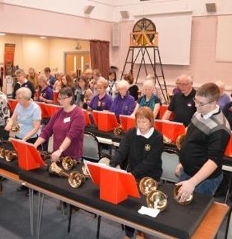 Ringing at a joint handbell and tower bell rally